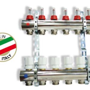 COLECTOR DISTRIBUITOR DIN ALAMA VISION, CU DEBITMETRE, 1" CU 6 CIRC. 3/4" EUROCON